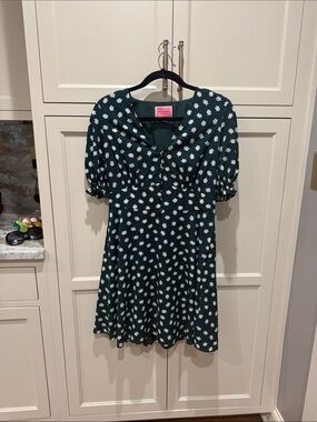 kate spade Dark Green Floral Short Sleeve Fit-and-Flare Dress Size 8 NWOT